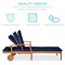 Best Choice Products 79x26in Acacia Wood Outdoor Chaise Lounge Chair w/ Adjustable Backrest, Table, Wheels